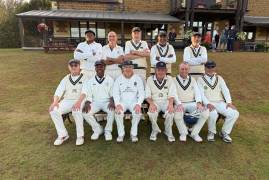 MIDDLESEX SENIOR SIDE CELEBRATE LIFTING OVER 70S 1ST XI NATIONAL VASE TROPHY